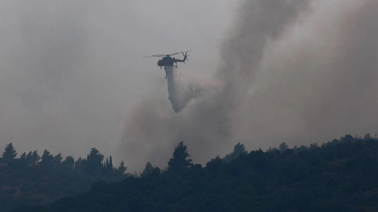 Φωτιά στα Βίλια: Εκκενώνονται οι οικισμοί Αγία Παρασκευή και Κρύο Πηγάδι με μήνυμα από το 112